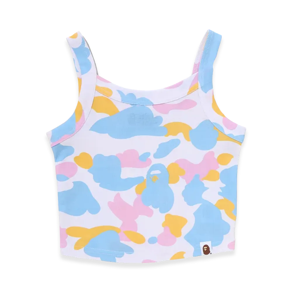 A BATHING APE Women's Cropped Rib Tank Top "White"