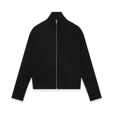 OUR LEGACY Shrunken Full zip Polo Rayon Plait "Black"