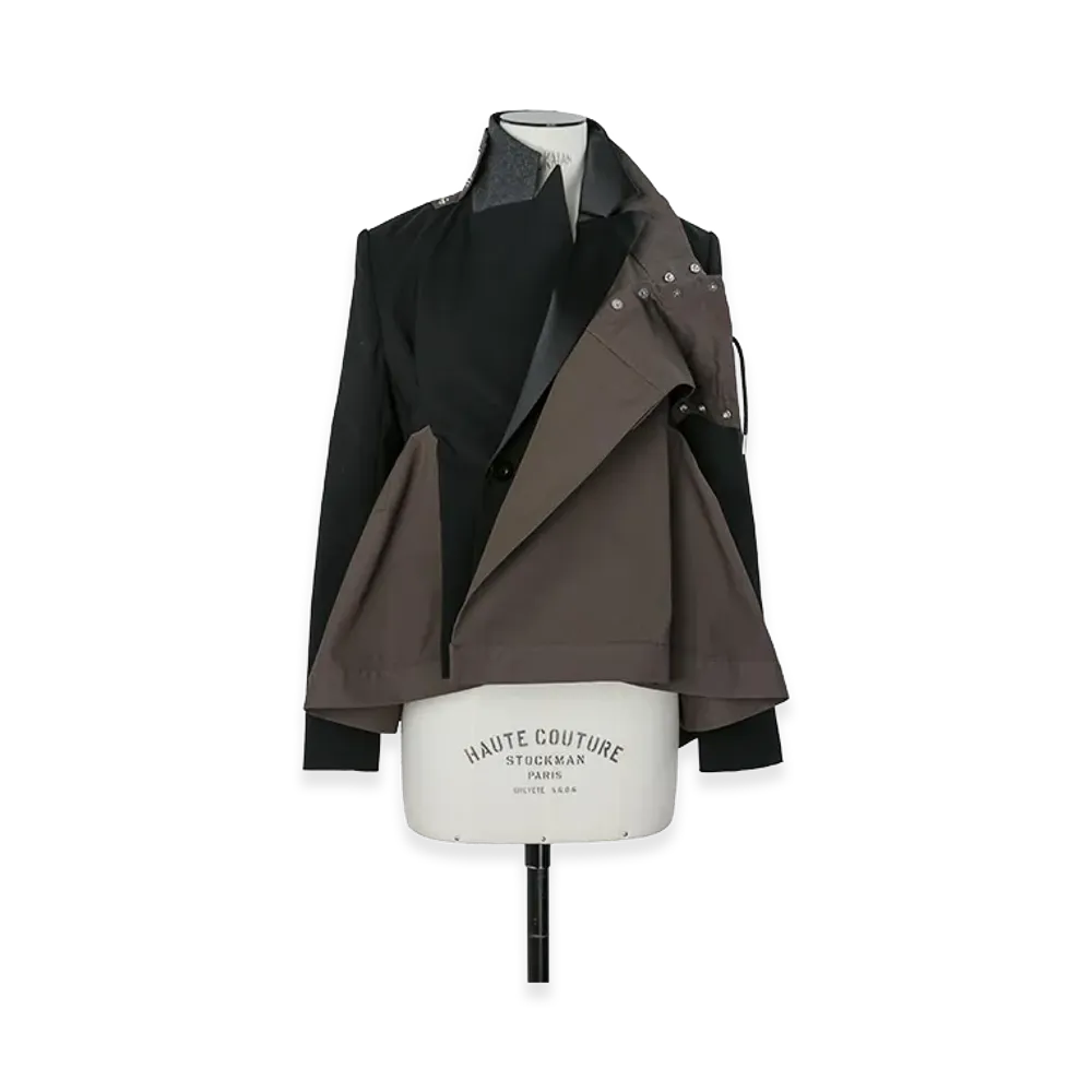 sacai Wool Suiting Blouson "Black/Dark Khaki"