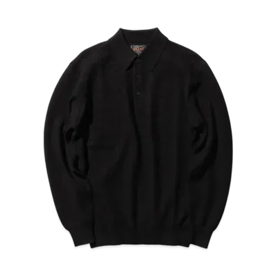 BEAMS Knit Polo Diamond Pattern "Black"
