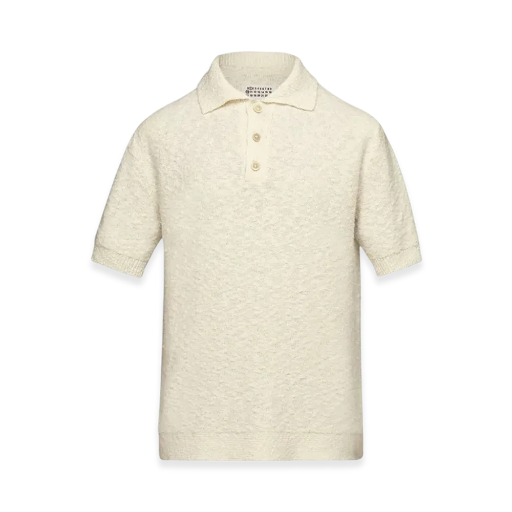 Maison Margiela Women's Nostalgic Boucle Knit Polo Shirt "Off White"