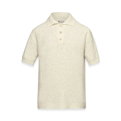 Maison Margiela Women's Nostalgic Boucle Knit Polo Shirt "Off White"