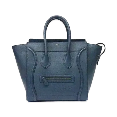 CELINE Mini Luggage Handbag In Calfskin "Navy"