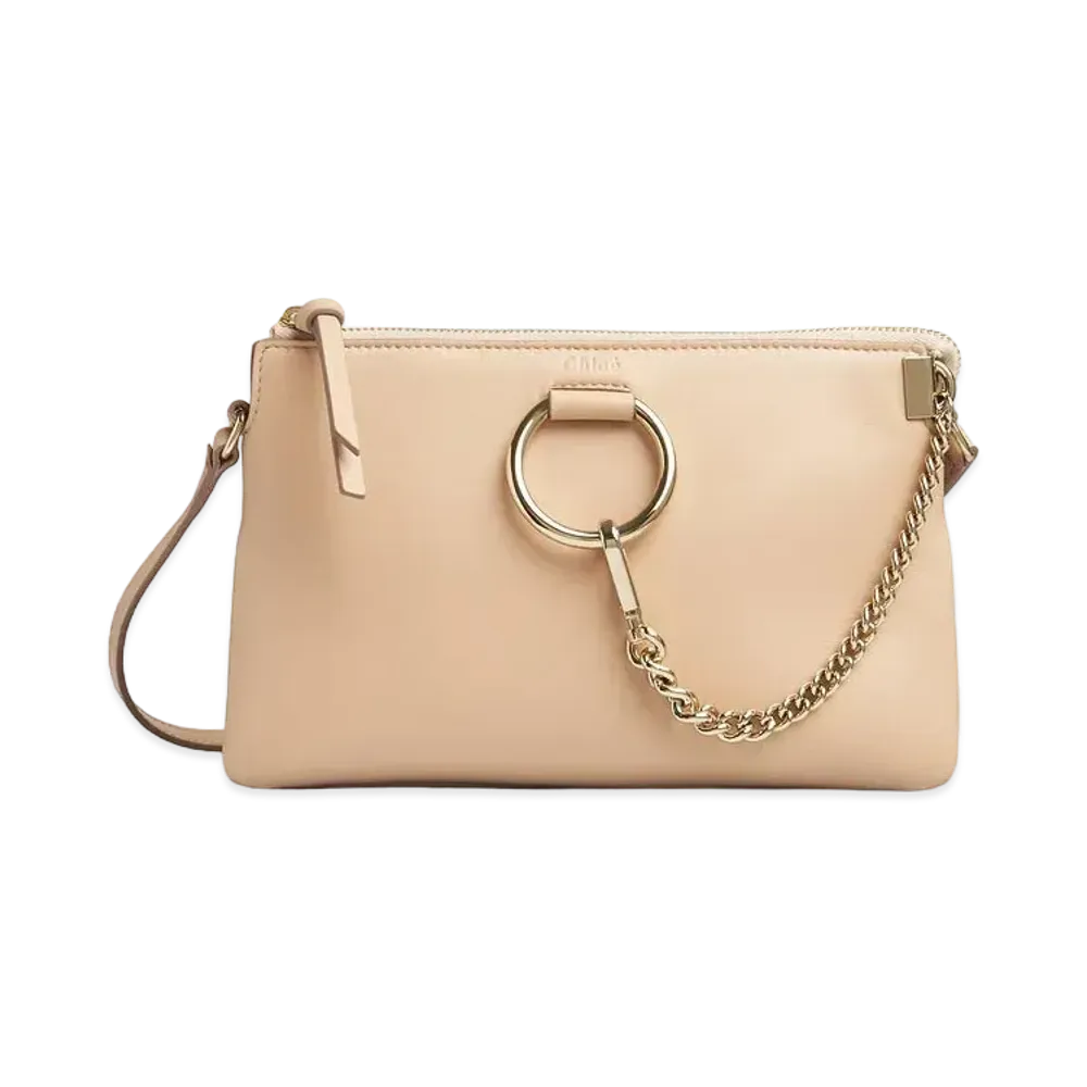 Chloe Small Faye Soft Zipped Shoulder Bag In Supple Lambskin "Beige"