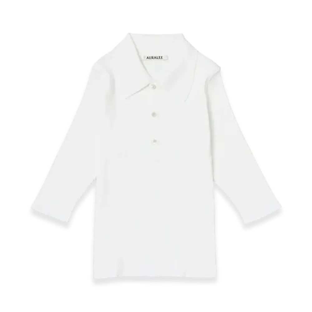 AURALEE Cotton High Gauge Rib Knit Polo "White"