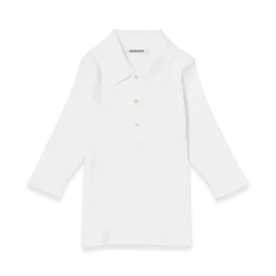 AURALEE Cotton High Gauge Rib Knit Polo "White"
