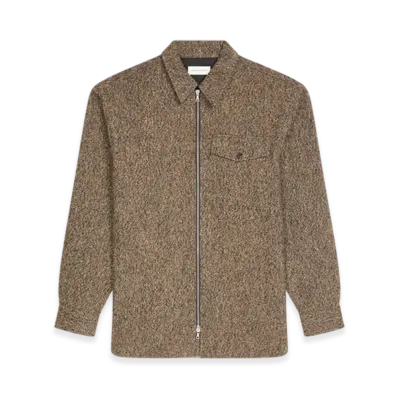 DRIES VAN NOTEN Tweed Zipped Shirt "Rust"