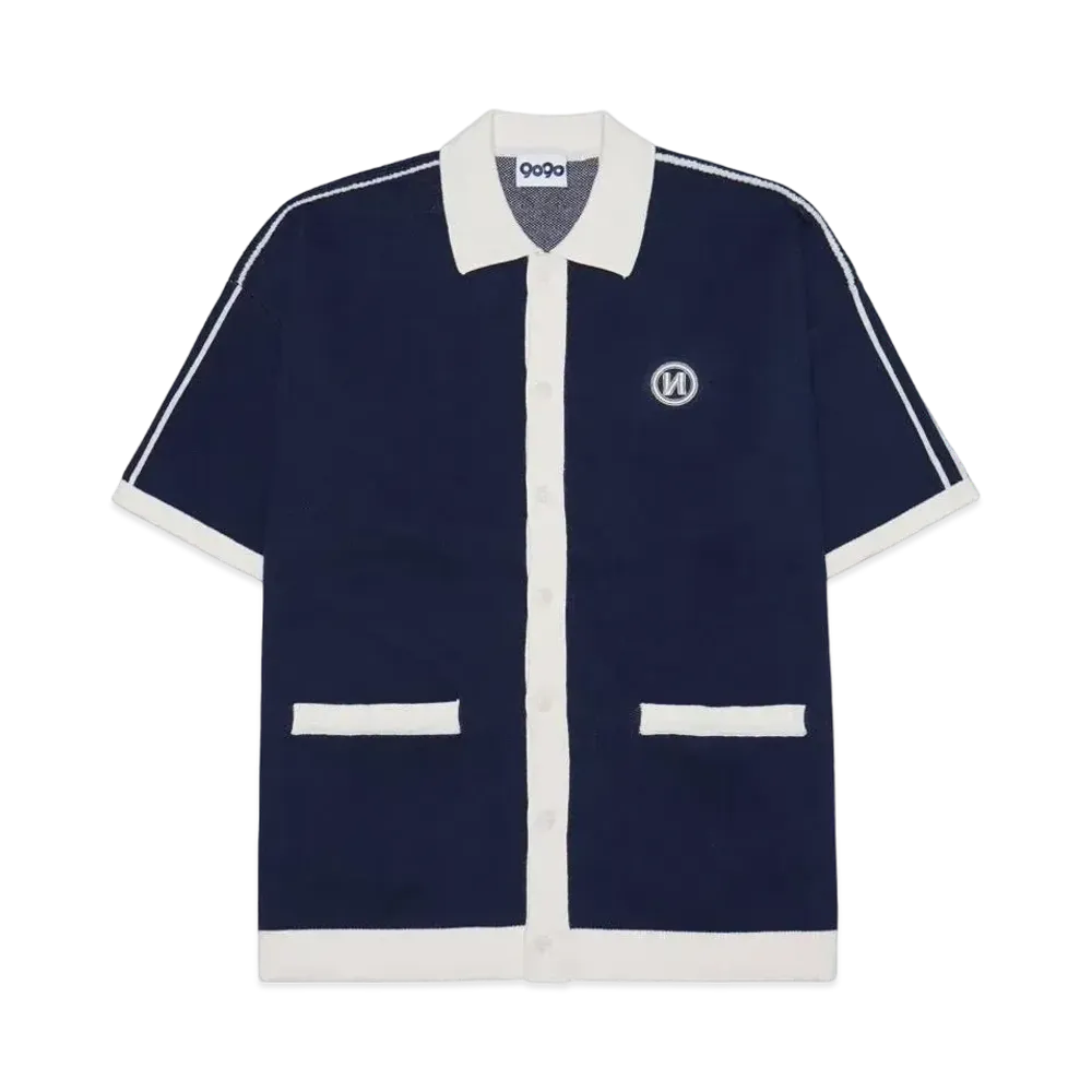 9090 N Logo Track Half Cardigan "Navy"