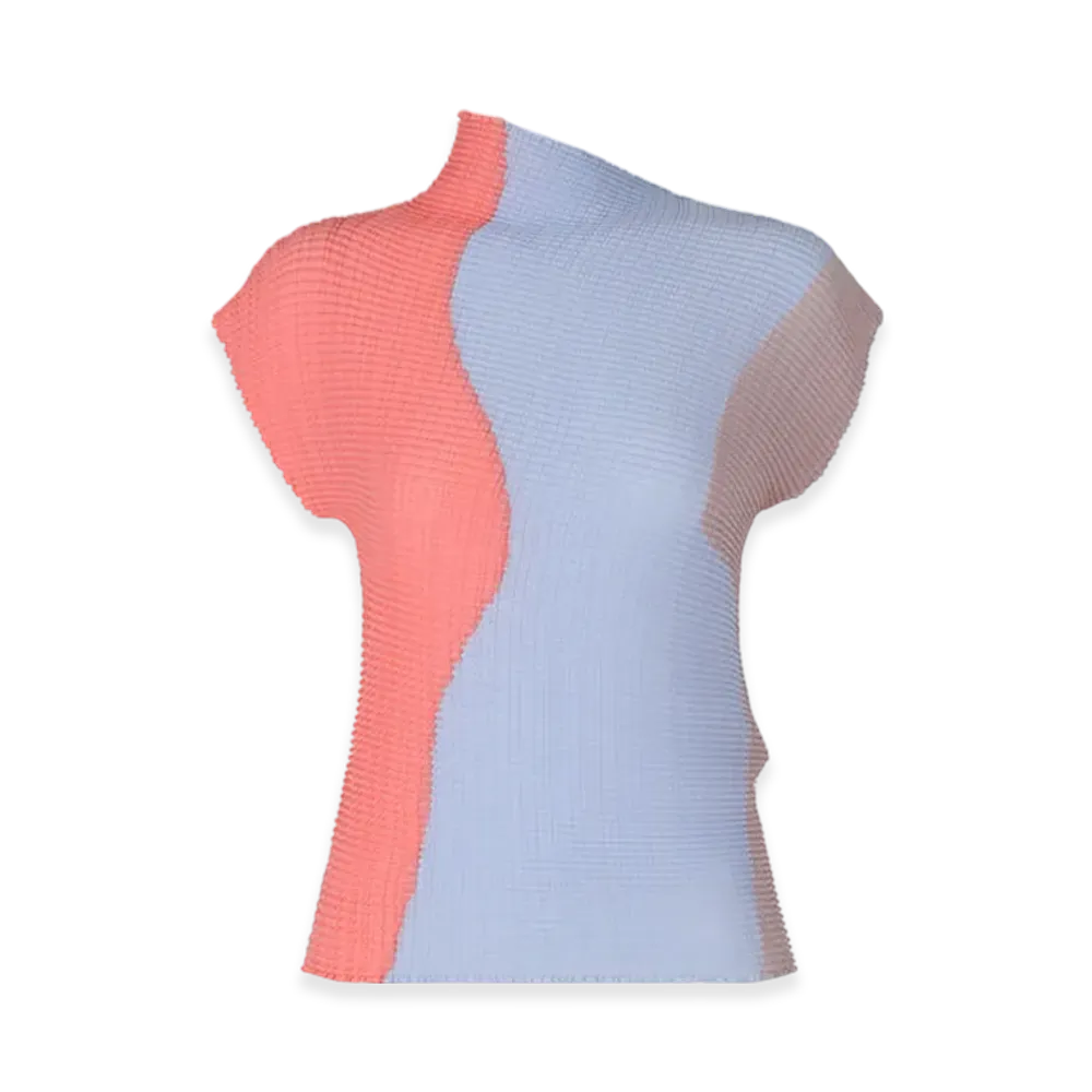ISSEY MIYAKE Abstract Tint Pleats "Coral/LightBlue"