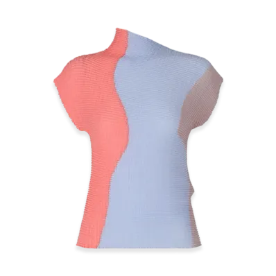 ISSEY MIYAKE Abstract Tint Pleats "Coral/LightBlue"