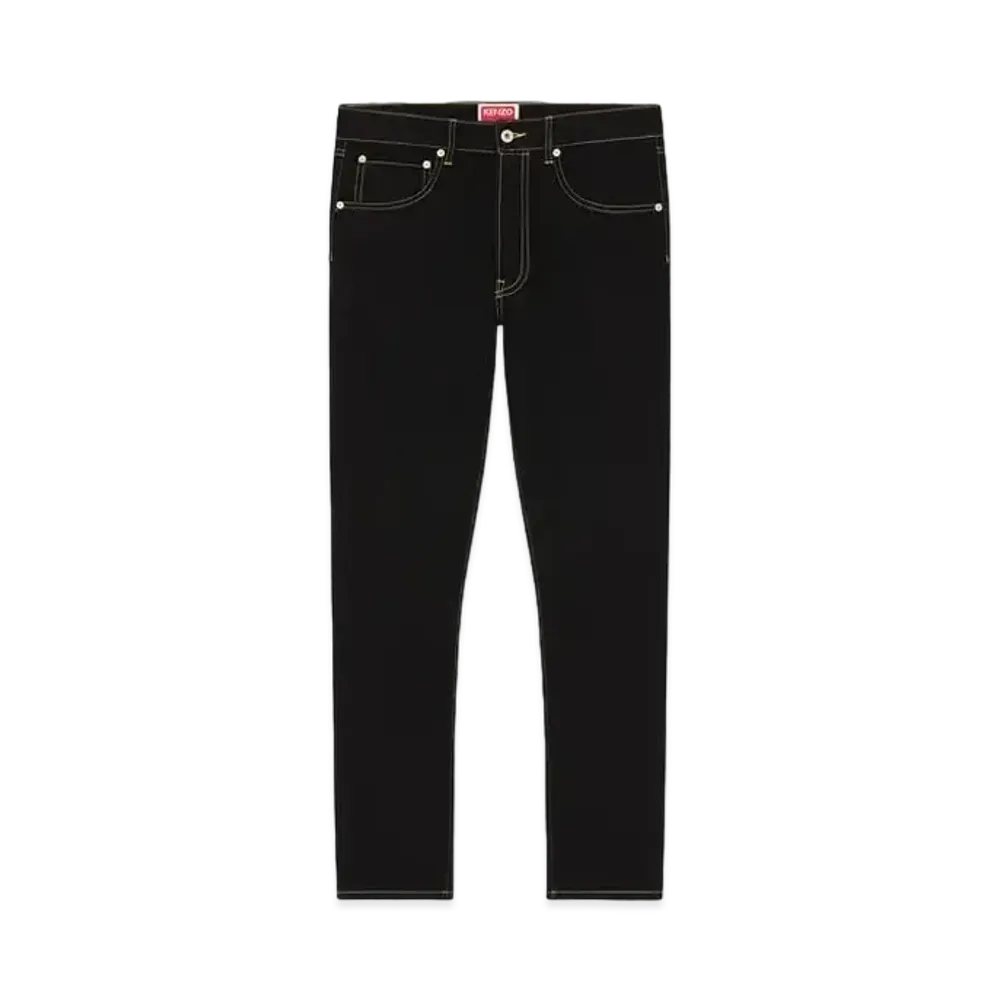 KENZO 'DRAWN VARSITY' Embroidery BARA Slim Fit Jeans