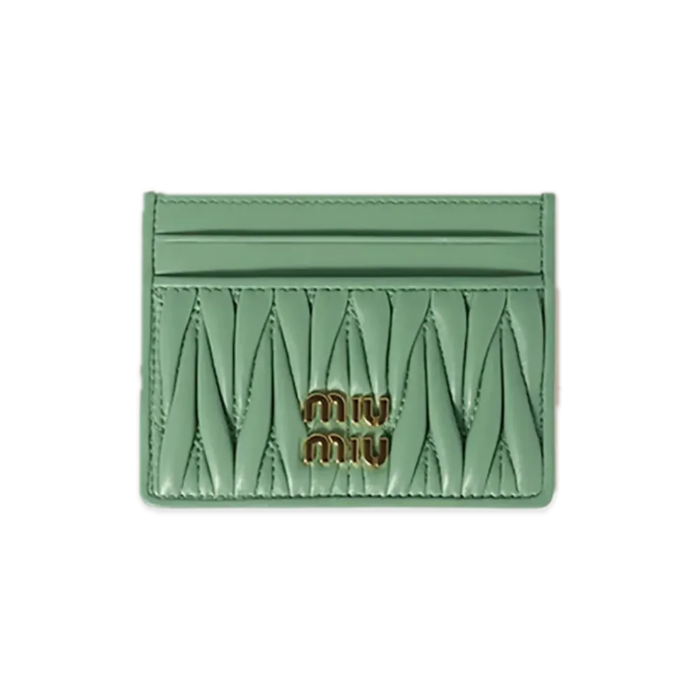 MIU MIU Matelasse Leather Card Case "Pastel Green"