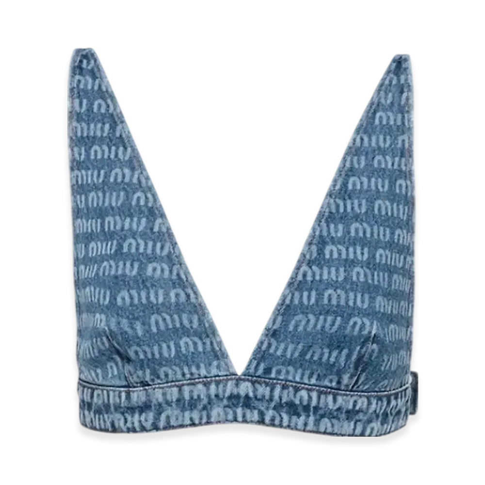 MIU MIU Women's Denim Bralette Top "Sapphire Blue"