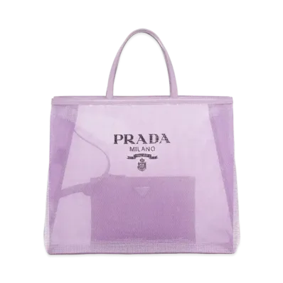 PRADA Sequined Mesh Tote Bag "Light Pail Purple"
