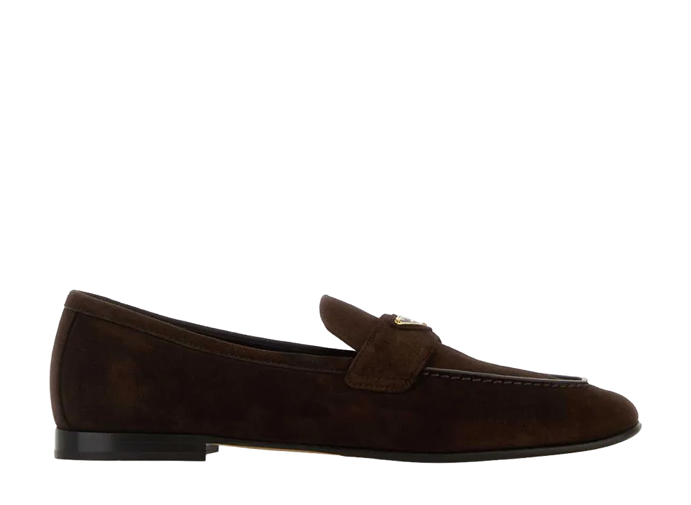 PRADA Women's Suede Loafers "Brown"