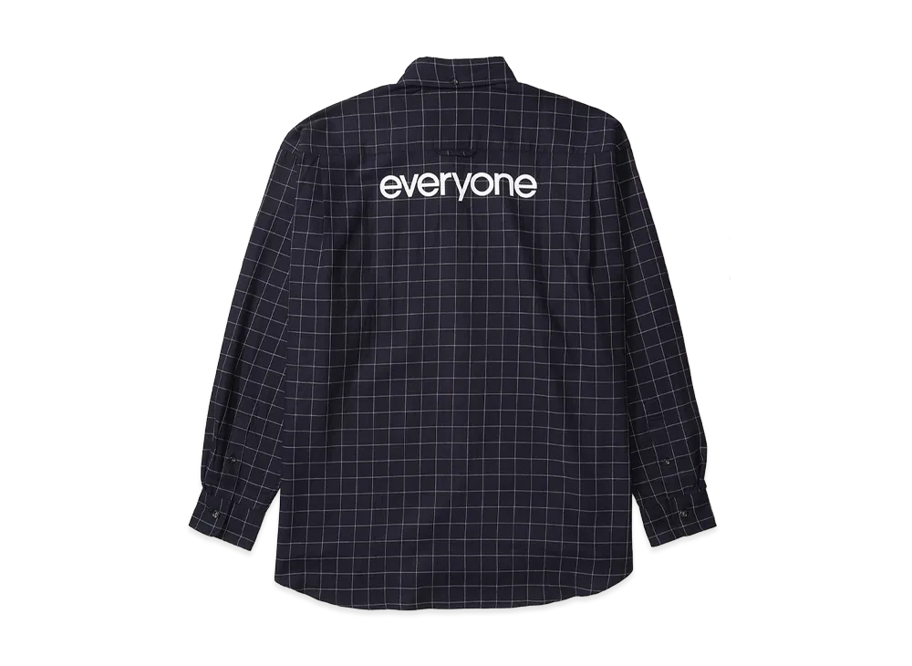 everyone Back Logo Window-Pane Check Button-Down Shirt 