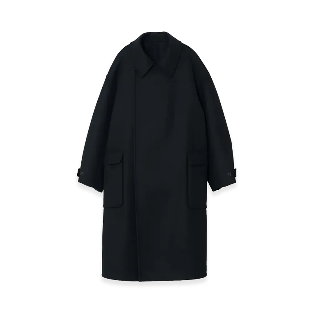 YOKE Wool Cashmere Double Breasted Rever Coat "Black"