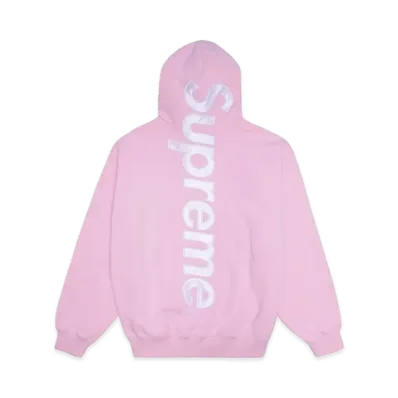 Supreme Satin Applique Hooded Sweatshirt (23FW) "Light Pink"