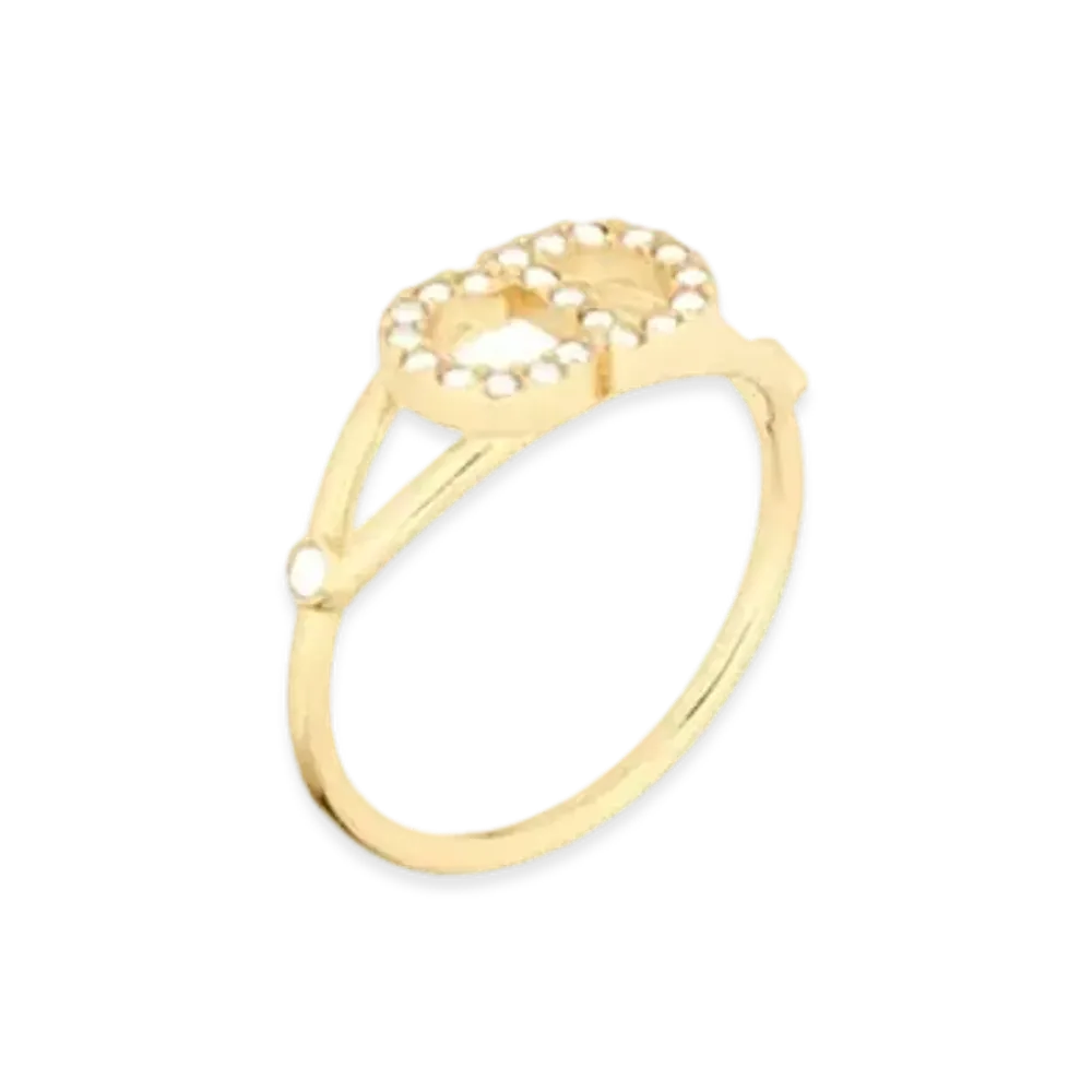 Dior Clair D Lune Ring Gold-Finish Metal and White Crystals "Gold"