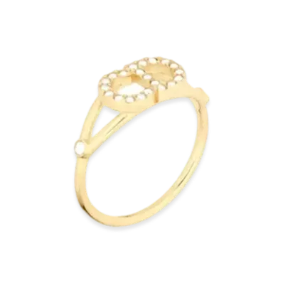 Dior Clair D Lune Ring Gold-Finish Metal and White Crystals "Gold"