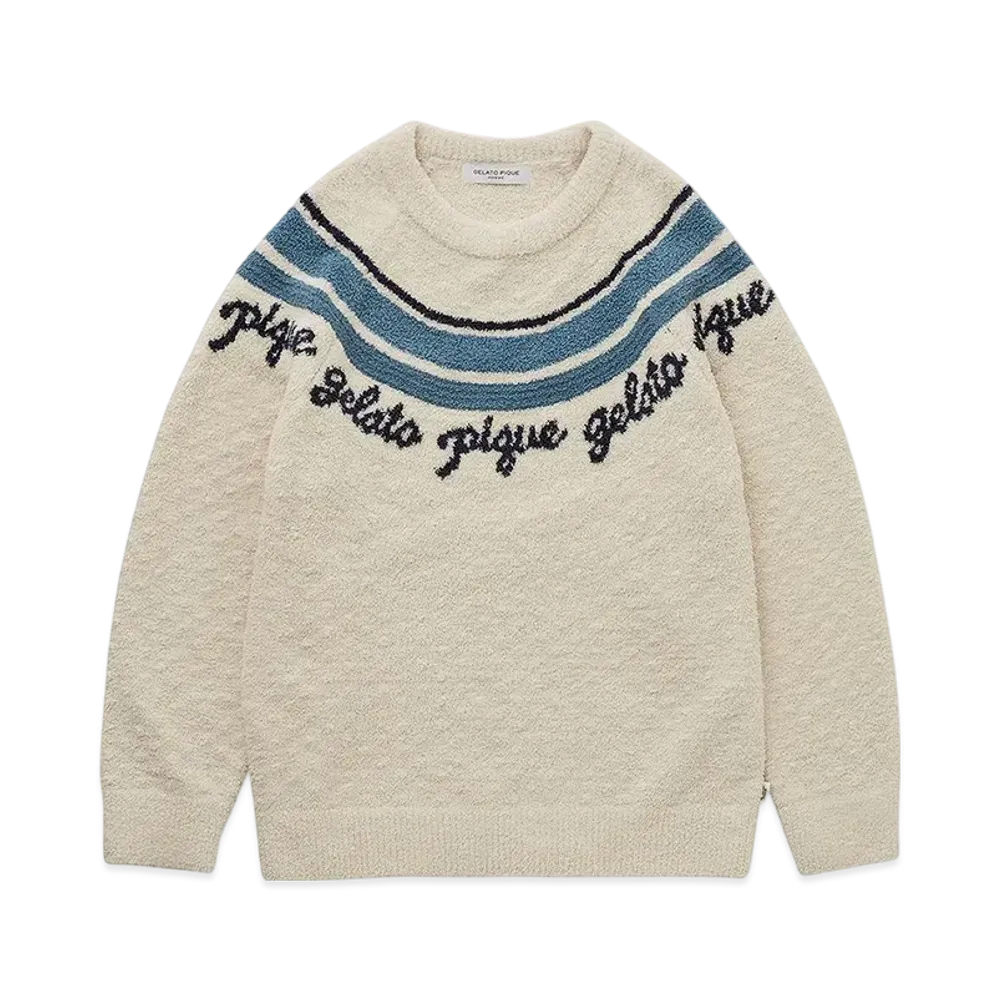 GELATO PIQUE Homme Powder Line Logo Jacquard Pullover "Ivory"