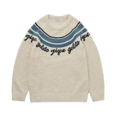 GELATO PIQUE Homme Powder Line Logo Jacquard Pullover "Ivory"