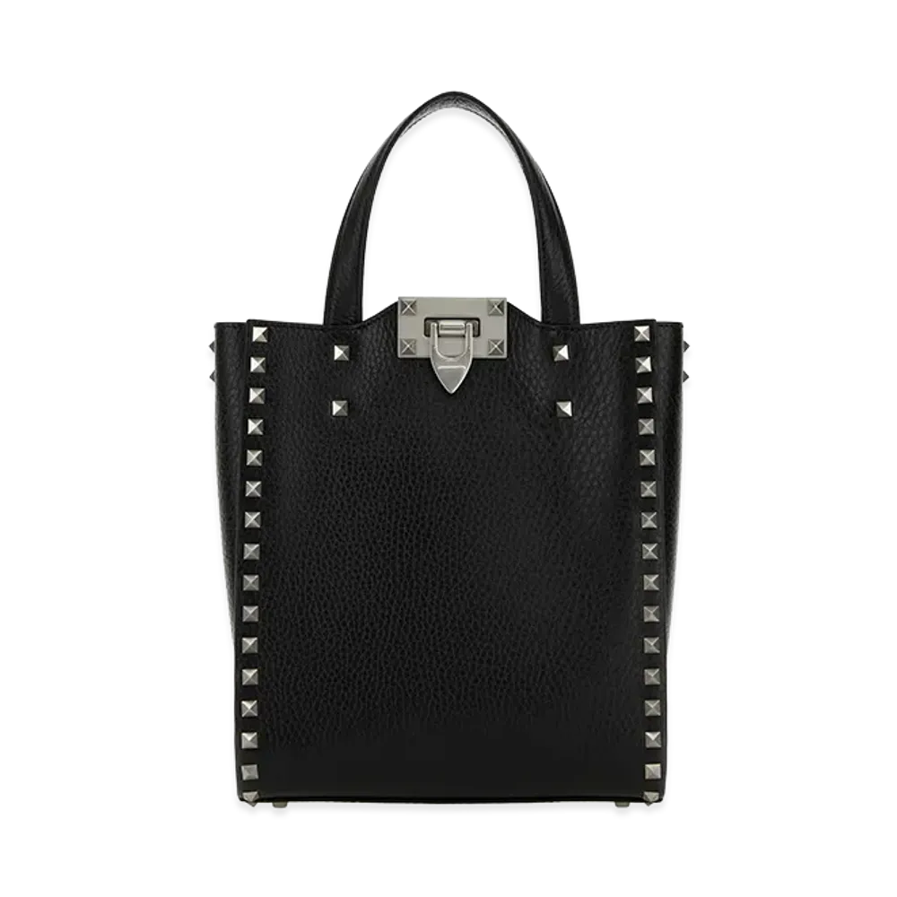 Valentino Leather Rockstud Handbag "Black"