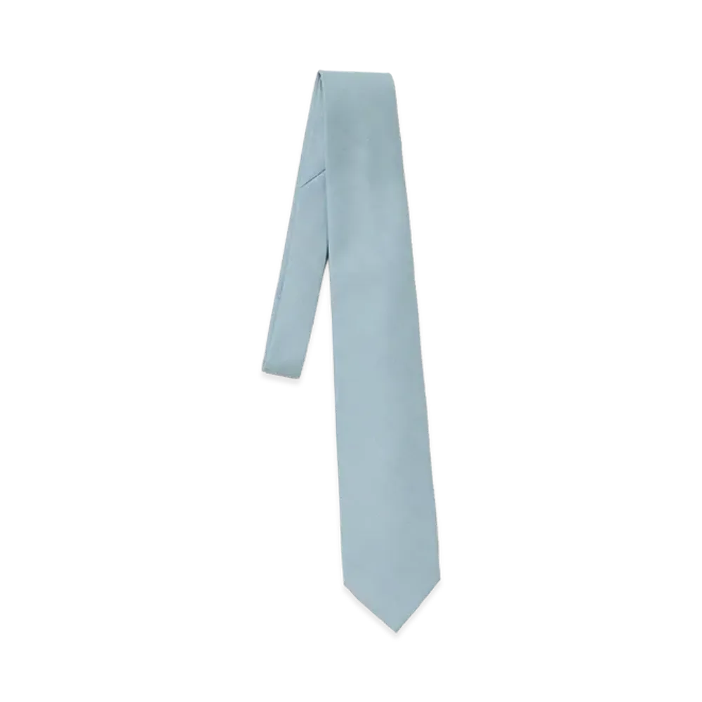 AURALEE Wool Herringbone Tie "Dusty Blue"