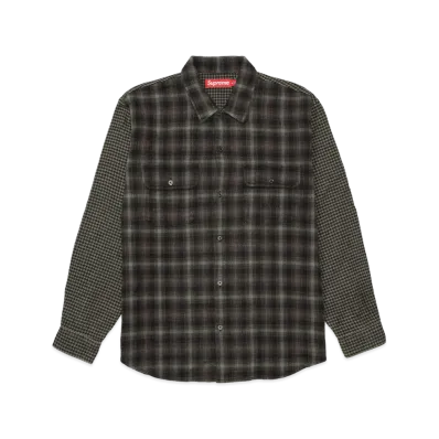 Supreme Houndstooth Plaid Flannel Shirt "Black"