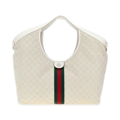 GUCCI Women's GG Fabric Large Giglio Shopping Bag "Ivory"