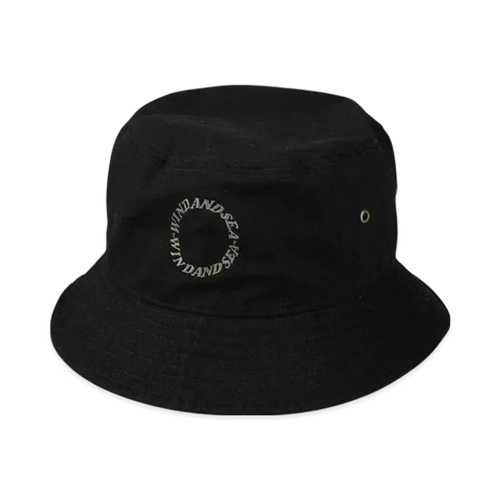 SAINT MXXXXXX x WIND AND SEA Circle Bucket Hat "Black"