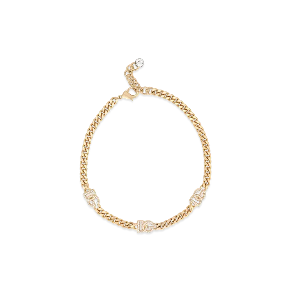 Dolce&Gabbana Link Choker With Rhinestones and DG Logo "Gold"