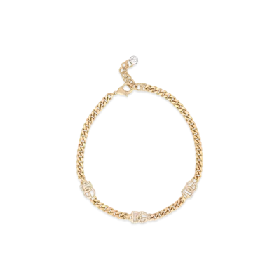 Dolce&Gabbana Link Choker With Rhinestones and DG Logo "Gold"