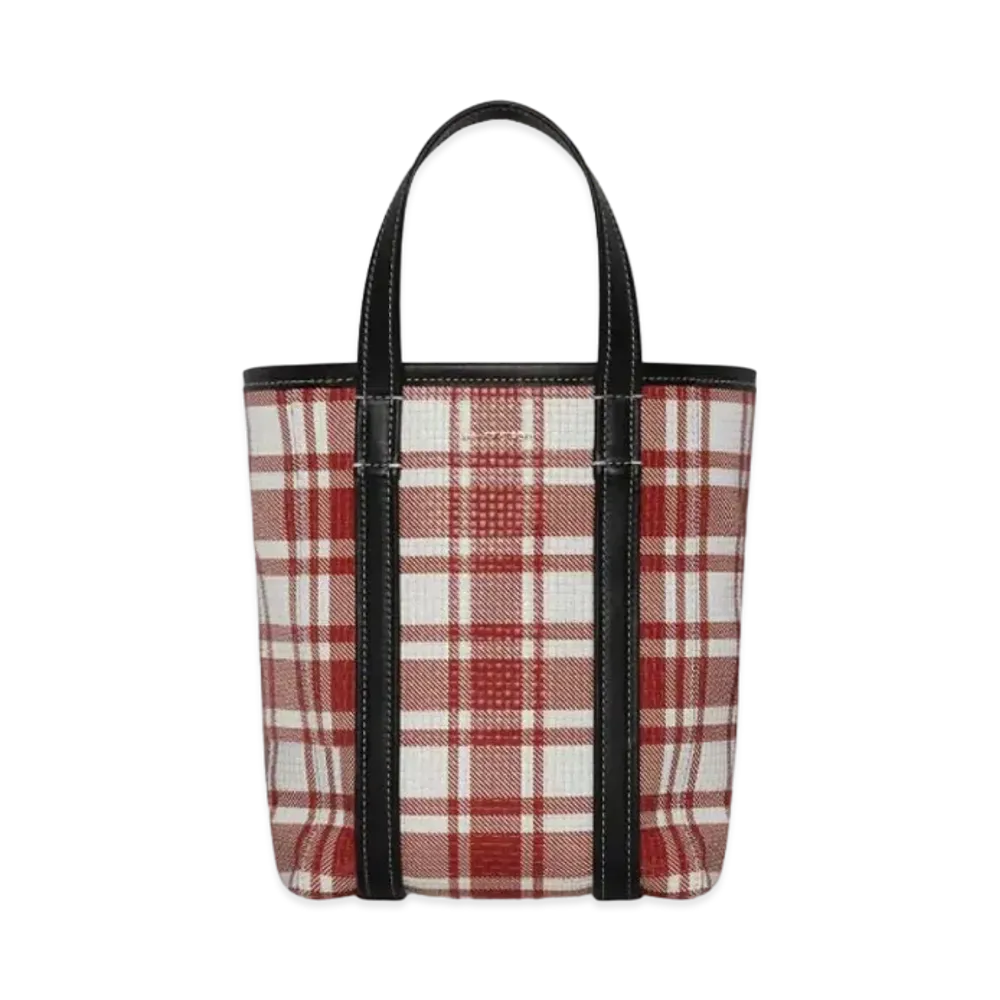 BALENCIAGA Barbes Small North-south Shopper Bag In Check Printed And Embossed Calfskin "Red"