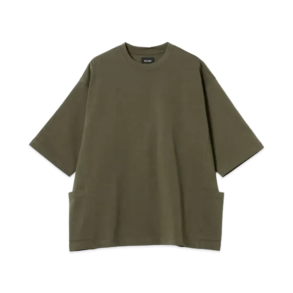 BEAMS Side Pocket Loose T-shirt "Olive"