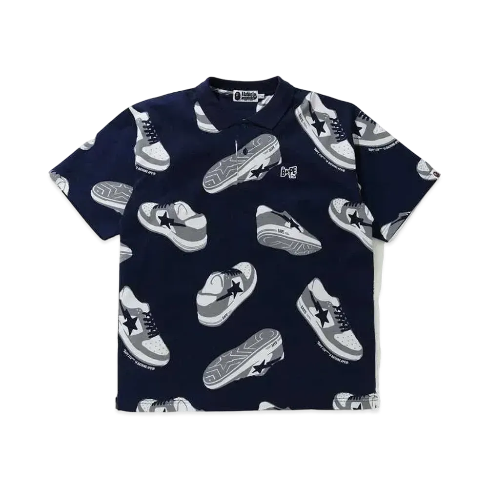 A BATHING APE RANDOM BAPE STA RELAXED POLO "Navy"