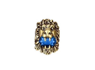 GUCCI Lion Head Ring With Crystal "Gold"