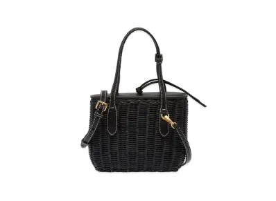 MIU MIU Wicker And Leather Handbag "Black"