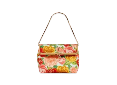 Saint Laurent Fanny Medium Clasp Bag In Satin "Rouge And Multicolore"