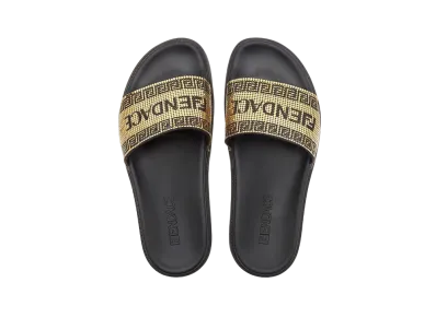 FENDI x Versace Fendace Logo Sandals In Gold-Colored Metal Mesh "Gold"