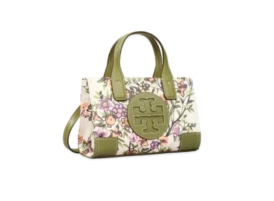 TORY BURCH Ela Print Micro Tote "Winter Sage"