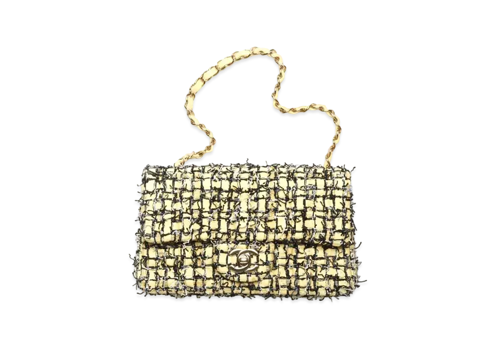 CHANEL Mini Flap Bag Blade Tweed "Yellow/Black/Gray"