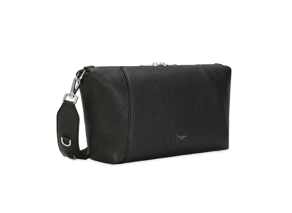 Dolce&Gabbana Palermo Cross Body Bag Hanmard Calfskin Logo Plate "Black"