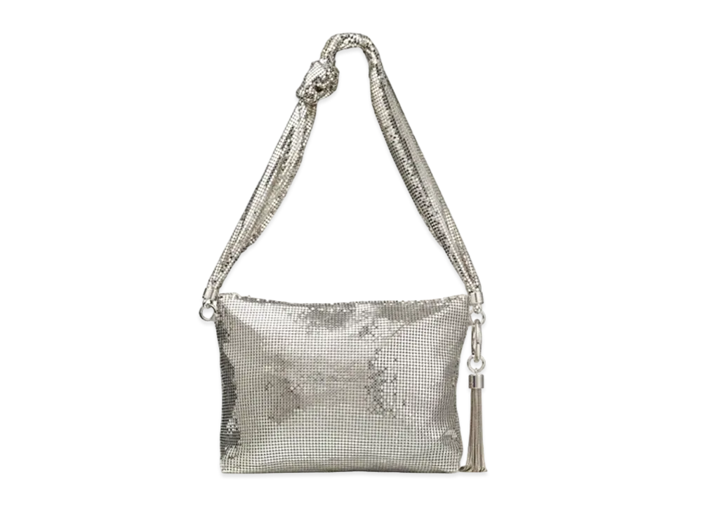 Jimmy Choo Callie Shoulder Metal Mesh Shoulder Bag With Metal Mesh Strap "Silver"