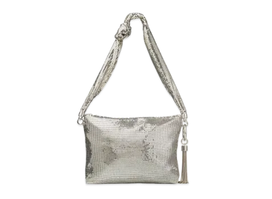 Jimmy Choo Callie Shoulder Metal Mesh Shoulder Bag With Metal Mesh Strap "Silver"