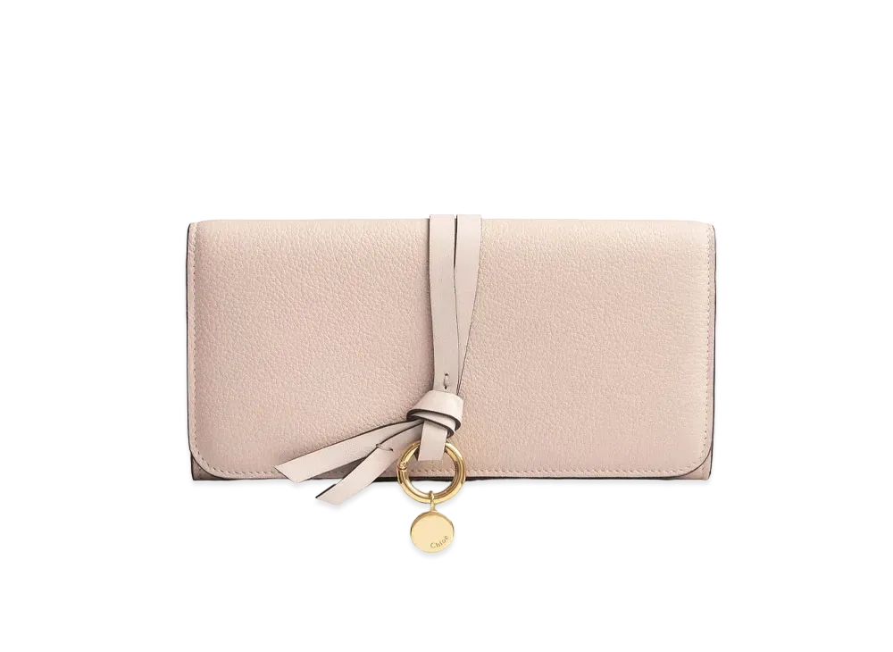 Chloe Women's Alphabet Long Wallet For With Flap In Grained & Smooth Calfskin "Blush Nude"