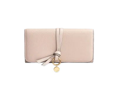 Chloe Women's Alphabet Long Wallet For With Flap In Grained & Smooth Calfskin "Blush Nude"