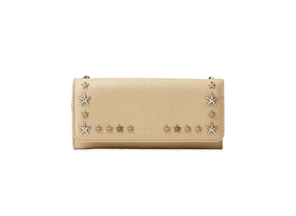 JIMMY CHOO NEMO Soft Grainy Calf Leather Wallet With Star Studs "Barley"