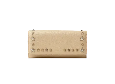 JIMMY CHOO NEMO Soft Grainy Calf Leather Wallet With Star Studs "Barley"