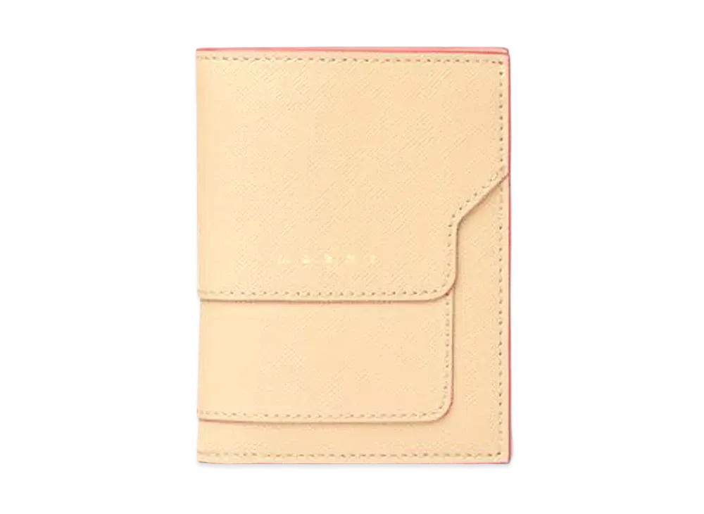 Marni Saffiano Leather Bi Fold Wallet "Beige"